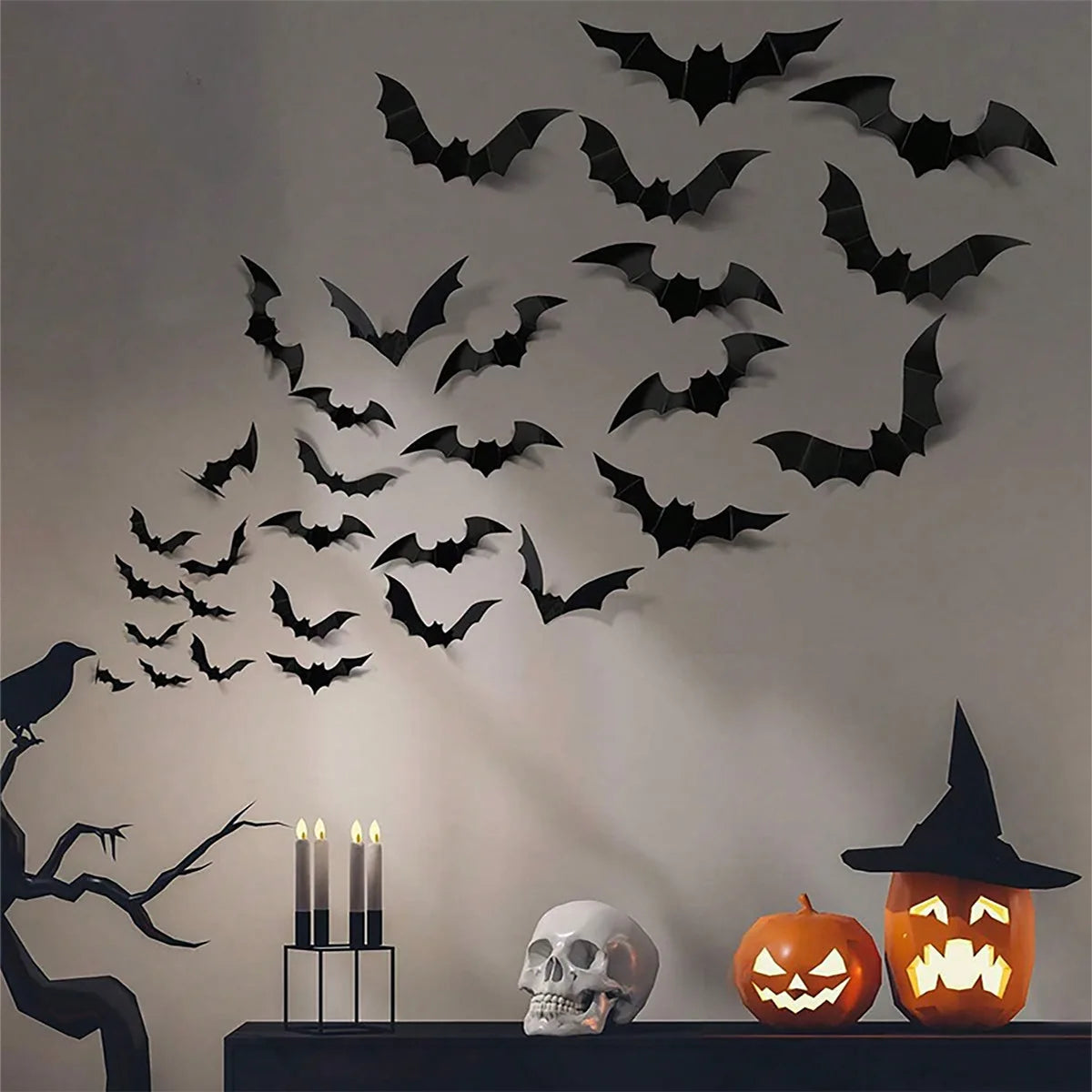3D Waterproof Black Bat Wall Stickers (12/24/60 Pieces)