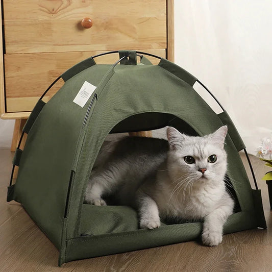 Cozy Pet Teepee Tent with Cushion - Portable Cat & Dog Bed House for Indoor and Outdoor Use