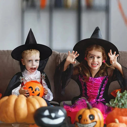 Black Oxford Cloth Halloween Witch Hat for Kids and Adults