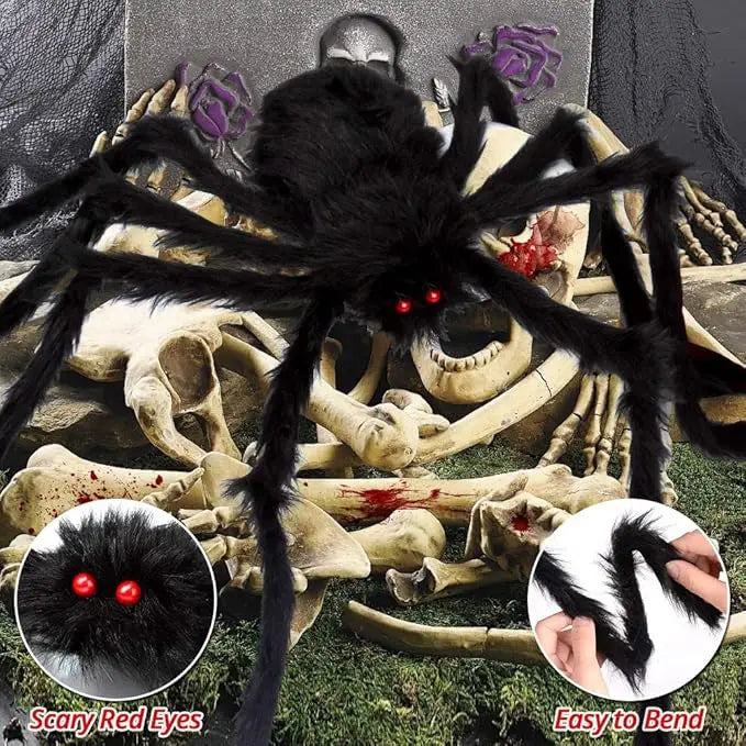 Giant Black Spider Halloween Decoration (30cm-200cm)