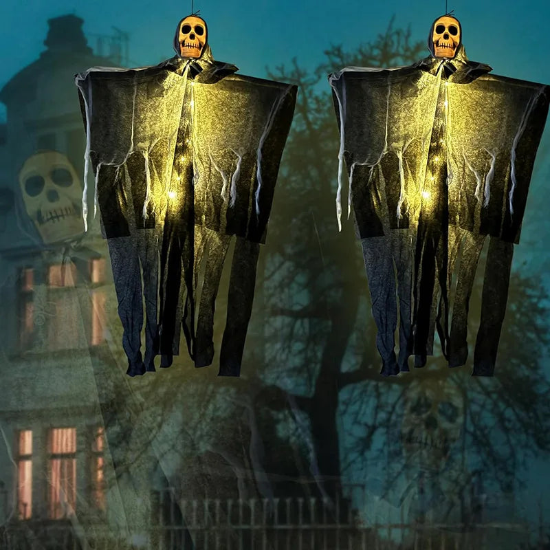 Halloween Glowing Skull Skeleton Gauze Hanging Ghost