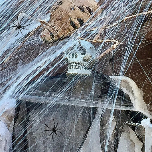 Stretchy Artificial Spider Web for Halloween Decorations - Ideal for Scary Party Scenes and Haunted House Props