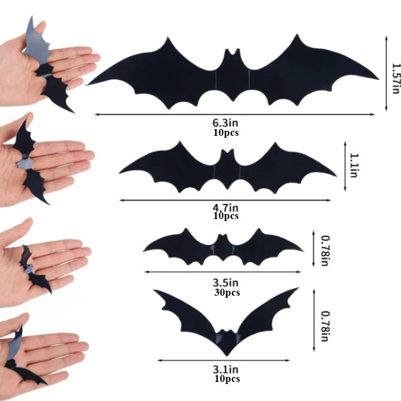 3D Waterproof Black Bat Wall Stickers (12/24/60 Pieces)