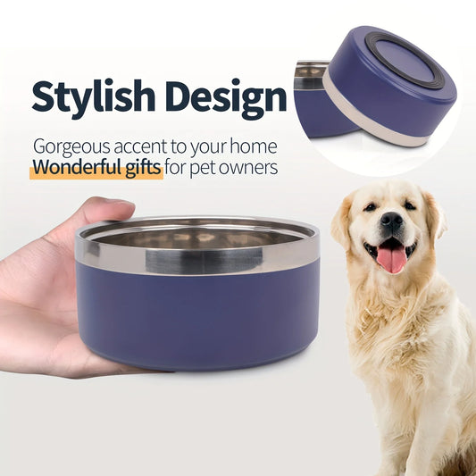 Premium Large Capacity Double-Layer Stainless Steel Pet Bowl with Non-Slip Mat