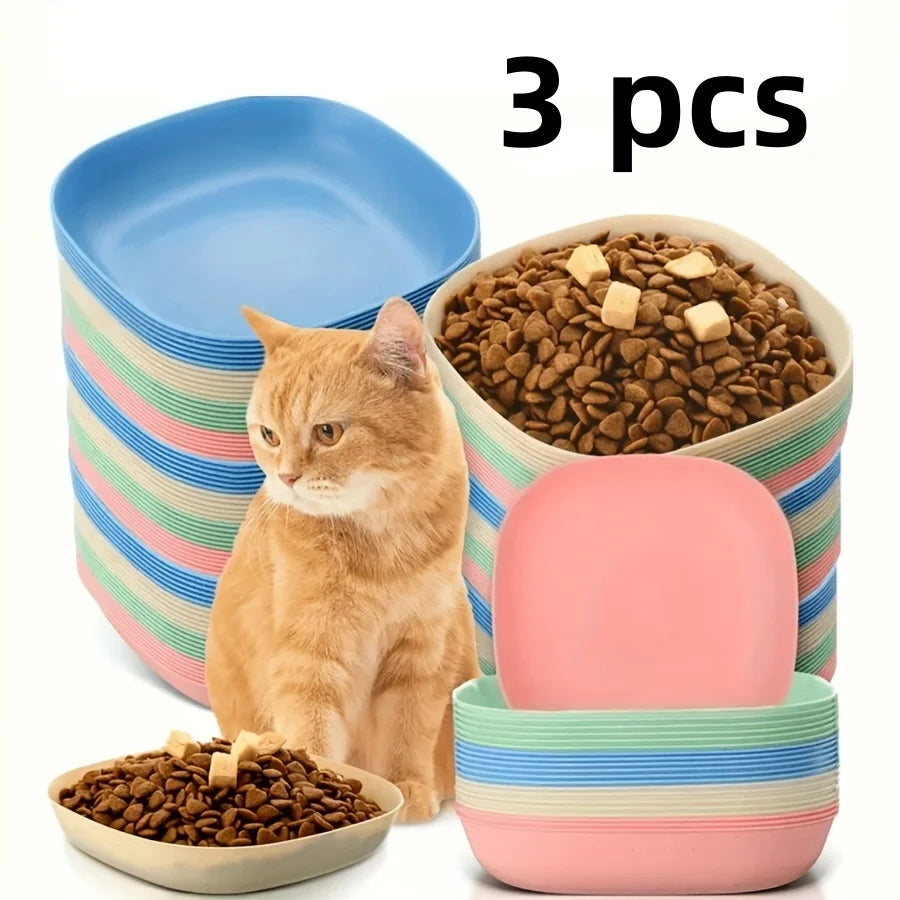 3/10/20pcs Non-Slip Plastic Cat Bowls Set for Kittens and Small Pets