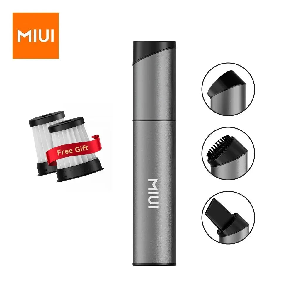 MIUI Mini Portable Cordless Handheld Vacuum Cleaner with 3 Suction Heads - USB Rechargeable for Desktop, Keyboard, and Car Cleaning