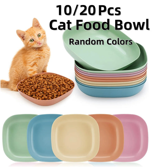 3/10/20pcs Non-Slip Plastic Cat Bowls Set for Kittens and Small Pets
