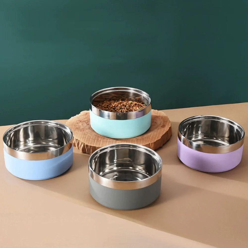 Premium Large Capacity Double-Layer Stainless Steel Pet Bowl with Non-Slip Mat