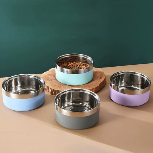 Premium Large Capacity Double-Layer Stainless Steel Pet Bowl with Non-Slip Mat