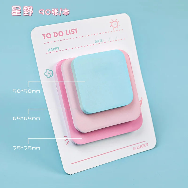 Multicolor Adhesive Memo Pad Set (90 Sheets, 3 Sizes)