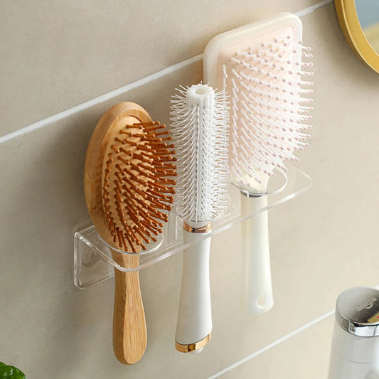 Clear Acrylic Wall-Mounted Comb and Brush Organizer Shelf