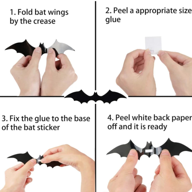 3D Waterproof Black Bat Wall Stickers (12/24/60 Pieces)