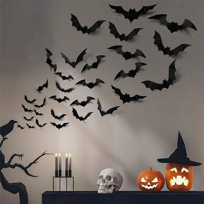 3D Waterproof Black Bat Wall Stickers (12/24/60 Pieces)