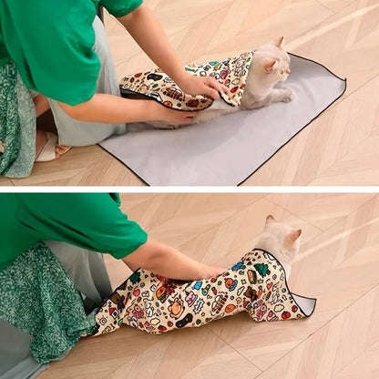 Soft Cat Grooming Wrap with Self-Adhesive Design