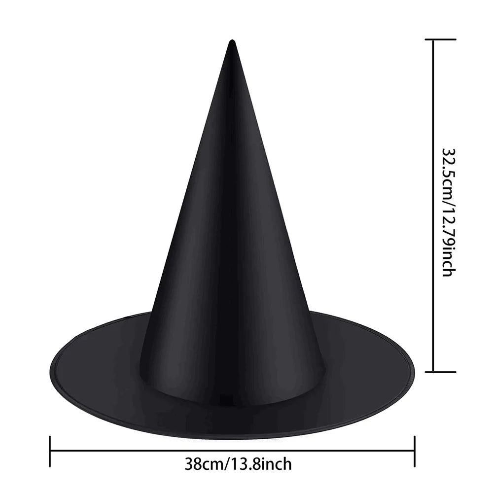 Black Oxford Cloth Halloween Witch Hat for Kids and Adults