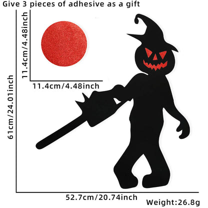 Spooky Halloween Door and Window Stickers - Skeleton Hand, Pumpkin, Devil, Witch Hat, and Ghost Designs