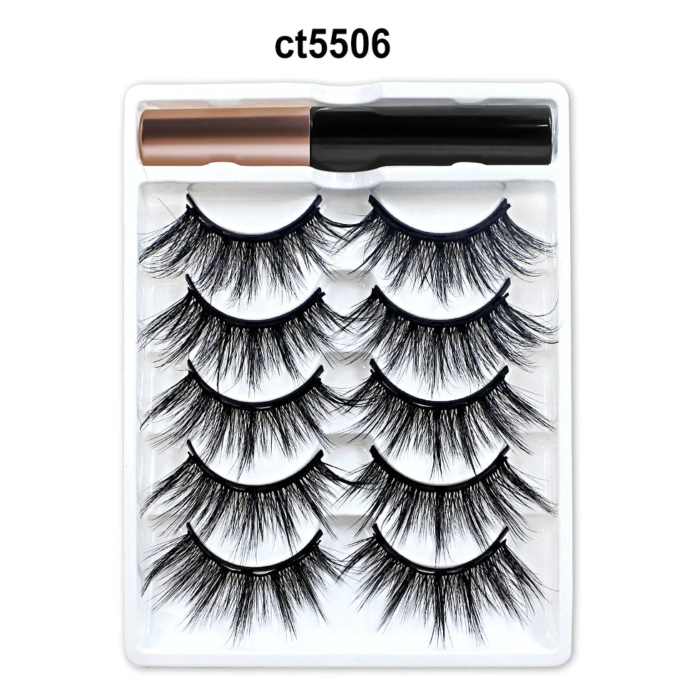 5/10 Pairs Reusable Magnetic Eyelashes Kit with Eyeliner & Applicator – Natural Look 5 Magnet False Lashes for Easy No-Glue Makeup
