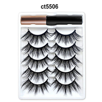 5/10 Pairs Reusable Magnetic Eyelashes Kit with Eyeliner & Applicator – Natural Look 5 Magnet False Lashes for Easy No-Glue Makeup