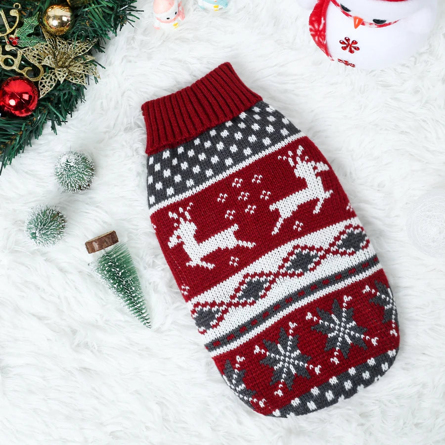 Festive Christmas Dog Sweater - Cozy Knit Holiday Outfit for Small to Medium Dogs, Puppies, Cats, Bichon, and Corgis