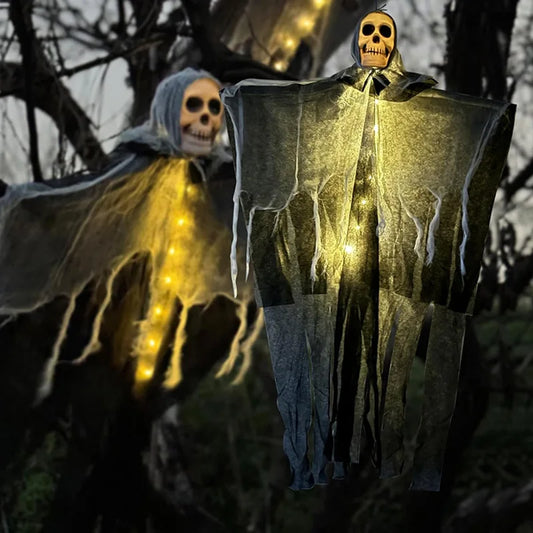Halloween Glowing Skull Skeleton Gauze Hanging Ghost