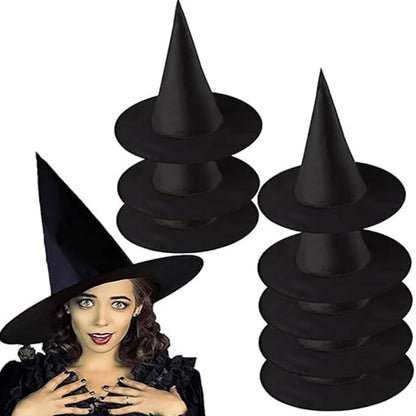 Black Oxford Cloth Halloween Witch Hat for Kids and Adults