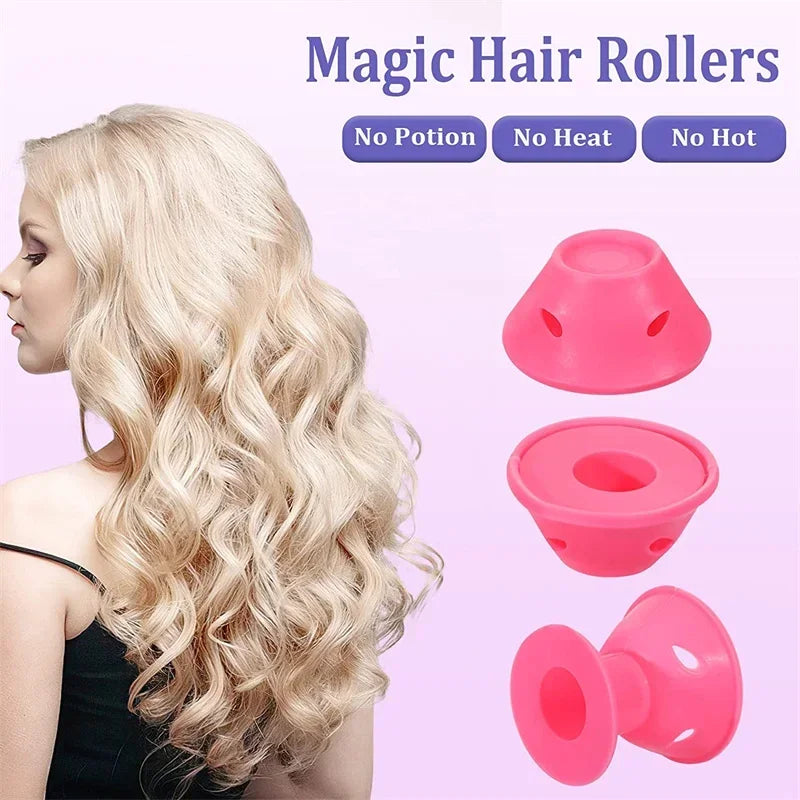10Pcs Heatless Hair Curlers Set – Large & Small Soft Silicone Overnight Rollers for Natural Waves, No-Heat Lazy Curling Rods for Women & Kids