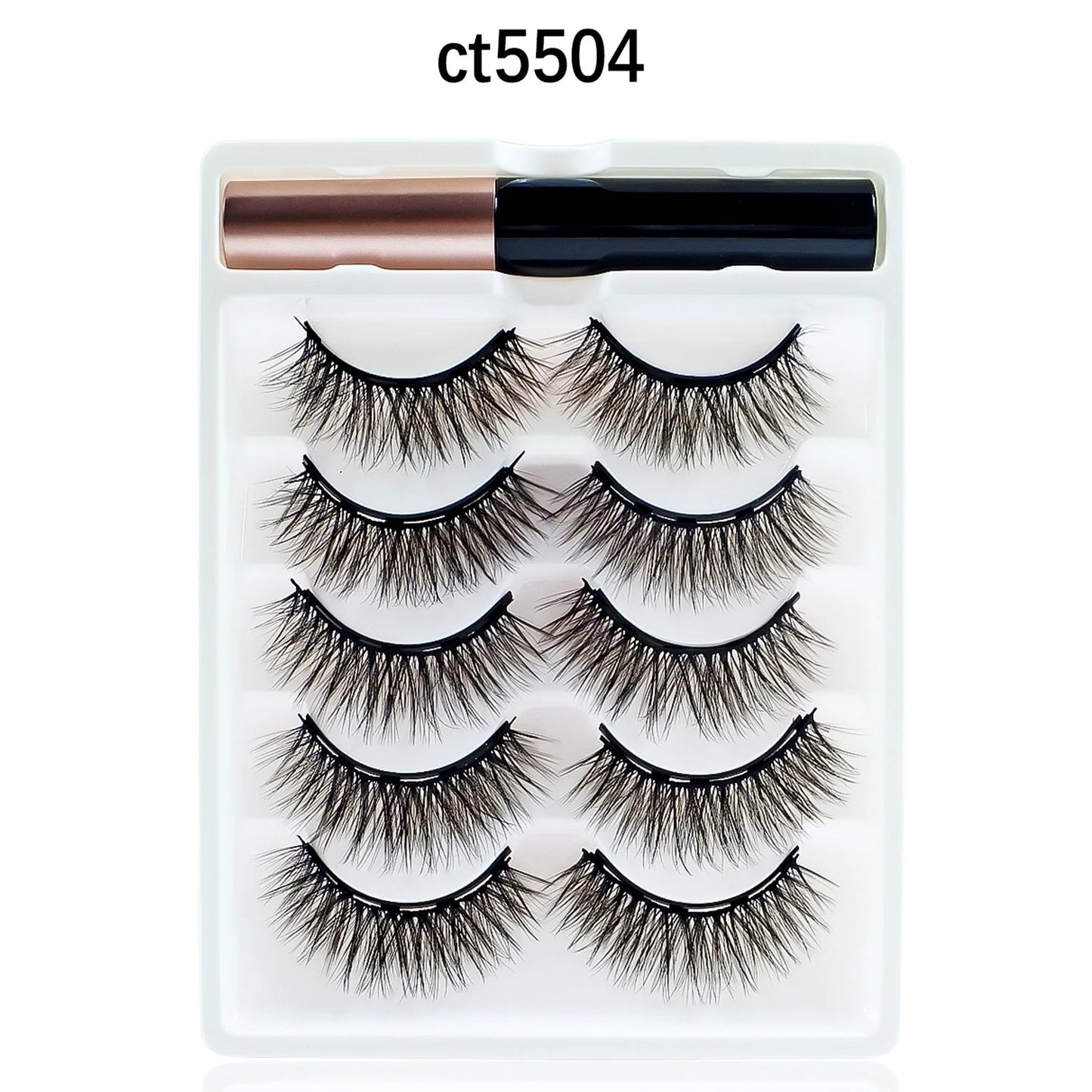 5/10 Pairs Reusable Magnetic Eyelashes Kit with Eyeliner & Applicator – Natural Look 5 Magnet False Lashes for Easy No-Glue Makeup