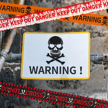 Halloween Skull Head Warning Tape with Witch Balloons