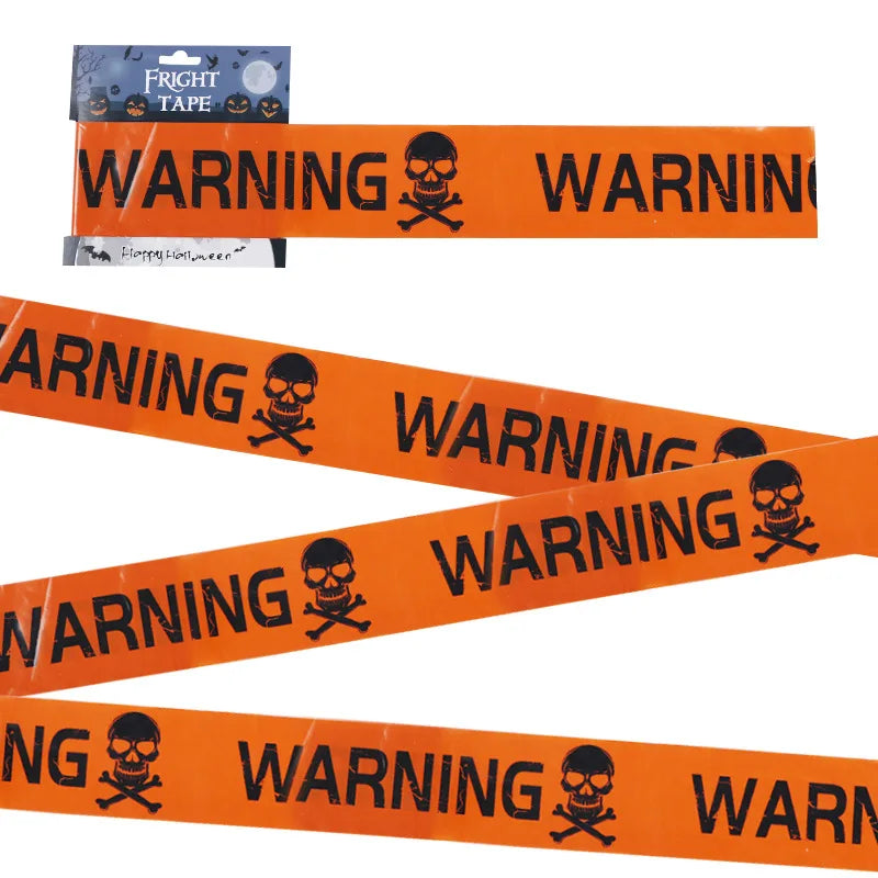 Halloween Skull Head Warning Tape with Witch Balloons