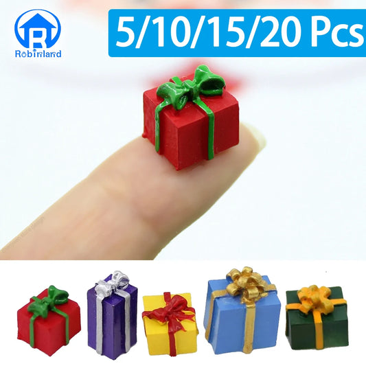 Delightful 5-20 Piece Mini Resin Gift Boxes - 1/12 Scale Simulated Presents in Vibrant Colors for Christmas, Birthdays, and Dollhouse Decor