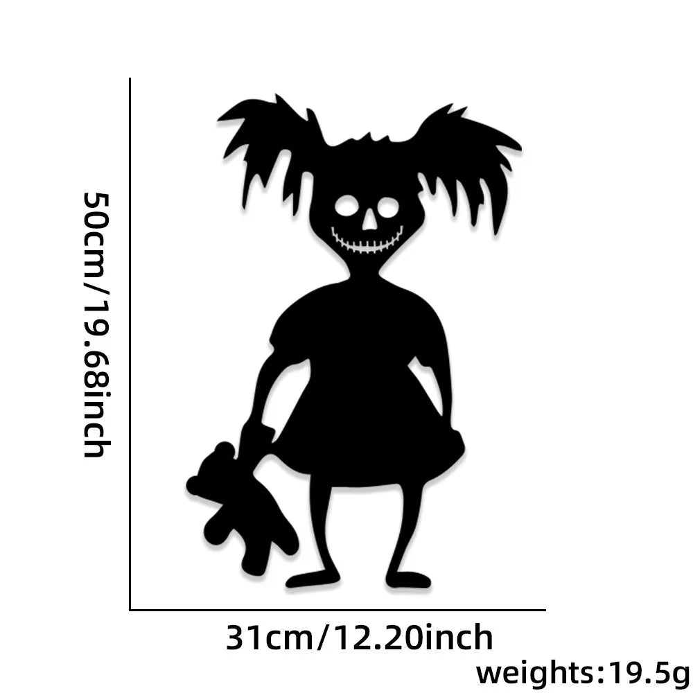 Spooky Halloween Door and Window Stickers - Skeleton Hand, Pumpkin, Devil, Witch Hat, and Ghost Designs