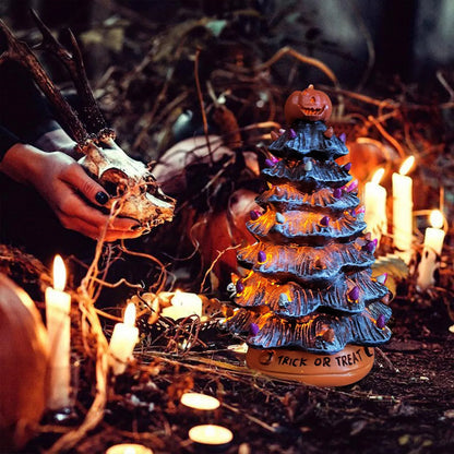 Creative LED Halloween Ceramic Pumpkin Ornament - Lighted Decorative Lamp for Festive Home Decor