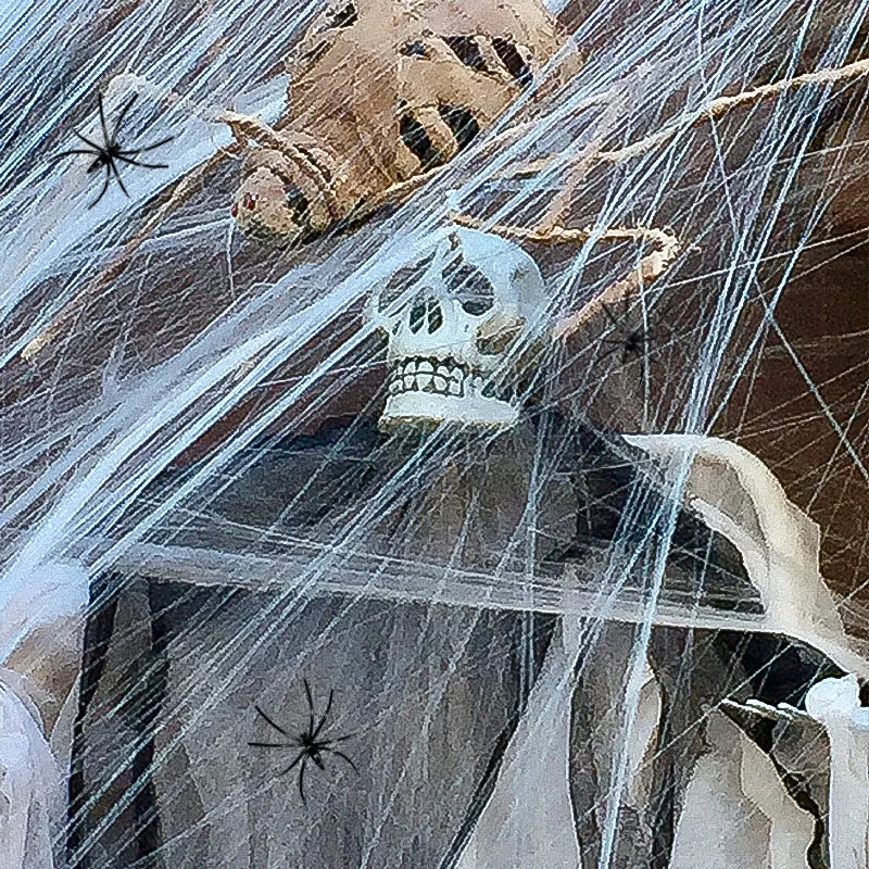 Stretchy Artificial Spider Web for Halloween Decorations - Ideal for Scary Party Scenes and Haunted House Props