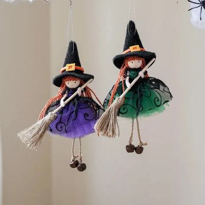 Halloween Broomstick Witch Girl Hanging Ornament