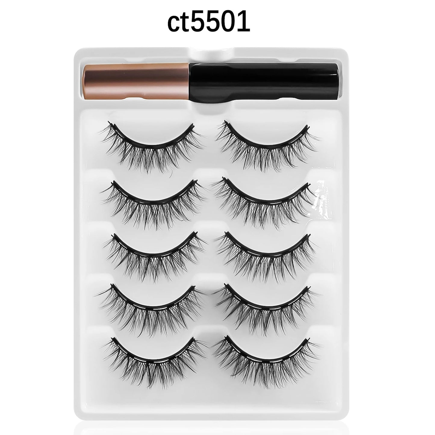 5/10 Pairs Reusable Magnetic Eyelashes Kit with Eyeliner & Applicator – Natural Look 5 Magnet False Lashes for Easy No-Glue Makeup