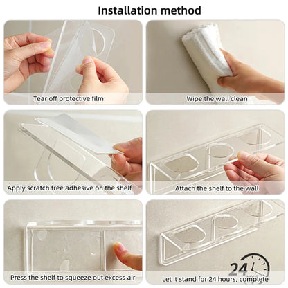 Clear Acrylic Wall-Mounted Comb and Brush Organizer Shelf