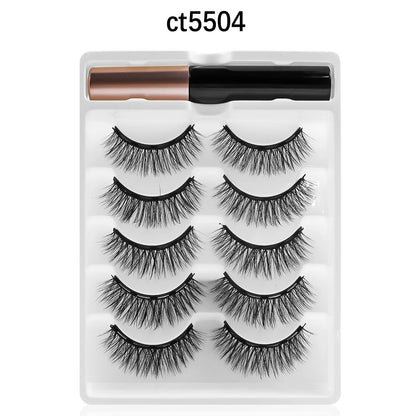 5/10 Pairs Reusable Magnetic Eyelashes Kit with Eyeliner & Applicator – Natural Look 5 Magnet False Lashes for Easy No-Glue Makeup