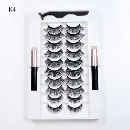 5/10 Pairs Reusable Magnetic Eyelashes Kit with Eyeliner & Applicator – Natural Look 5 Magnet False Lashes for Easy No-Glue Makeup