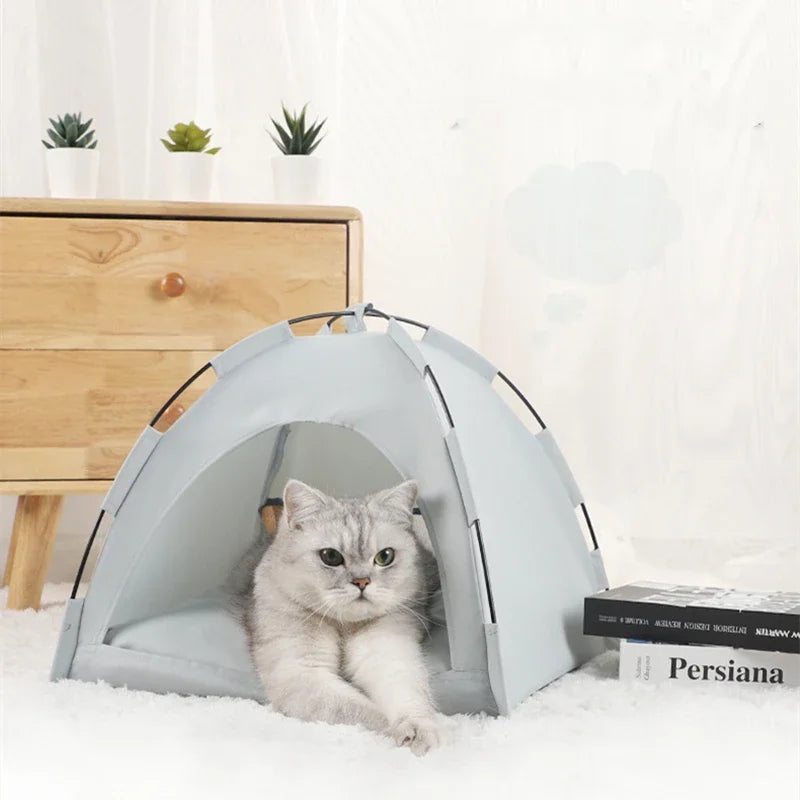 Cozy Pet Teepee Tent with Cushion - Portable Cat & Dog Bed House for Indoor and Outdoor Use