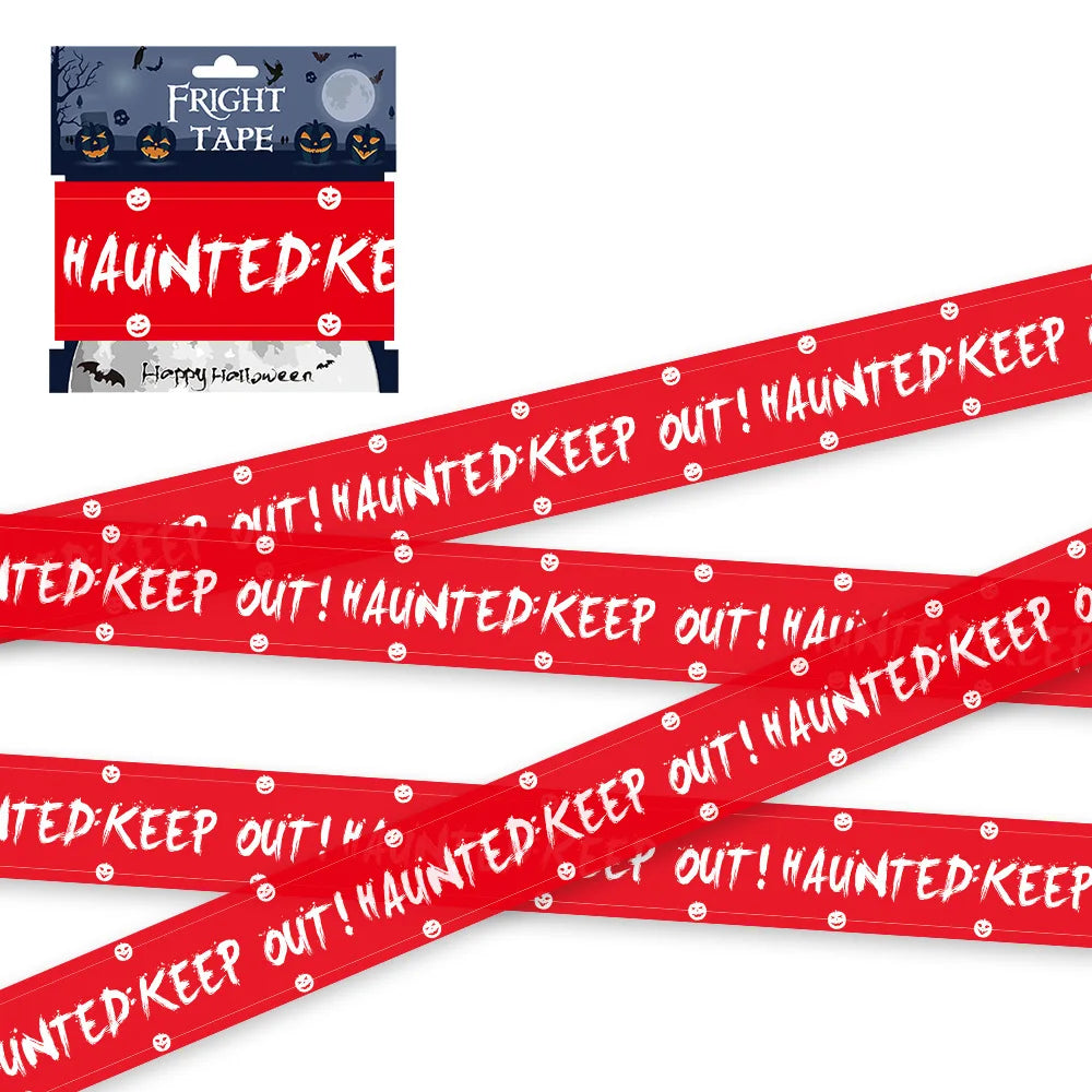 Halloween Skull Head Warning Tape with Witch Balloons