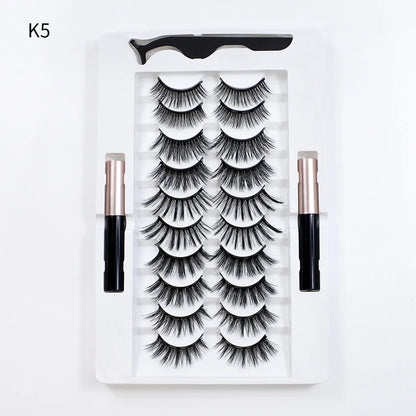 5/10 Pairs Reusable Magnetic Eyelashes Kit with Eyeliner & Applicator – Natural Look 5 Magnet False Lashes for Easy No-Glue Makeup