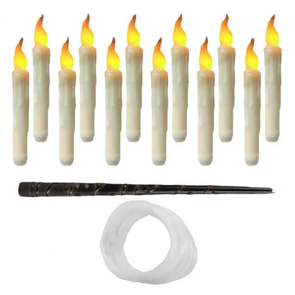 12-Piece Set of Hanging Floating LED Wand Candles with Remote Control