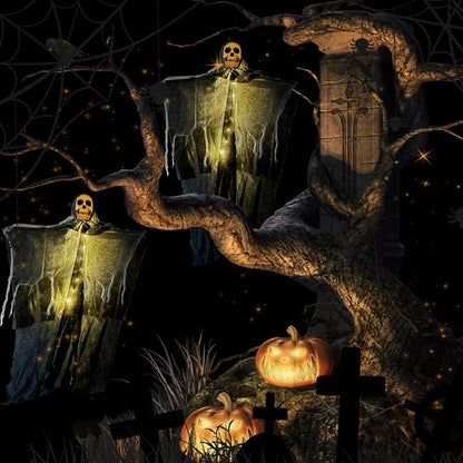 Halloween Glowing Skull Skeleton Gauze Hanging Ghost