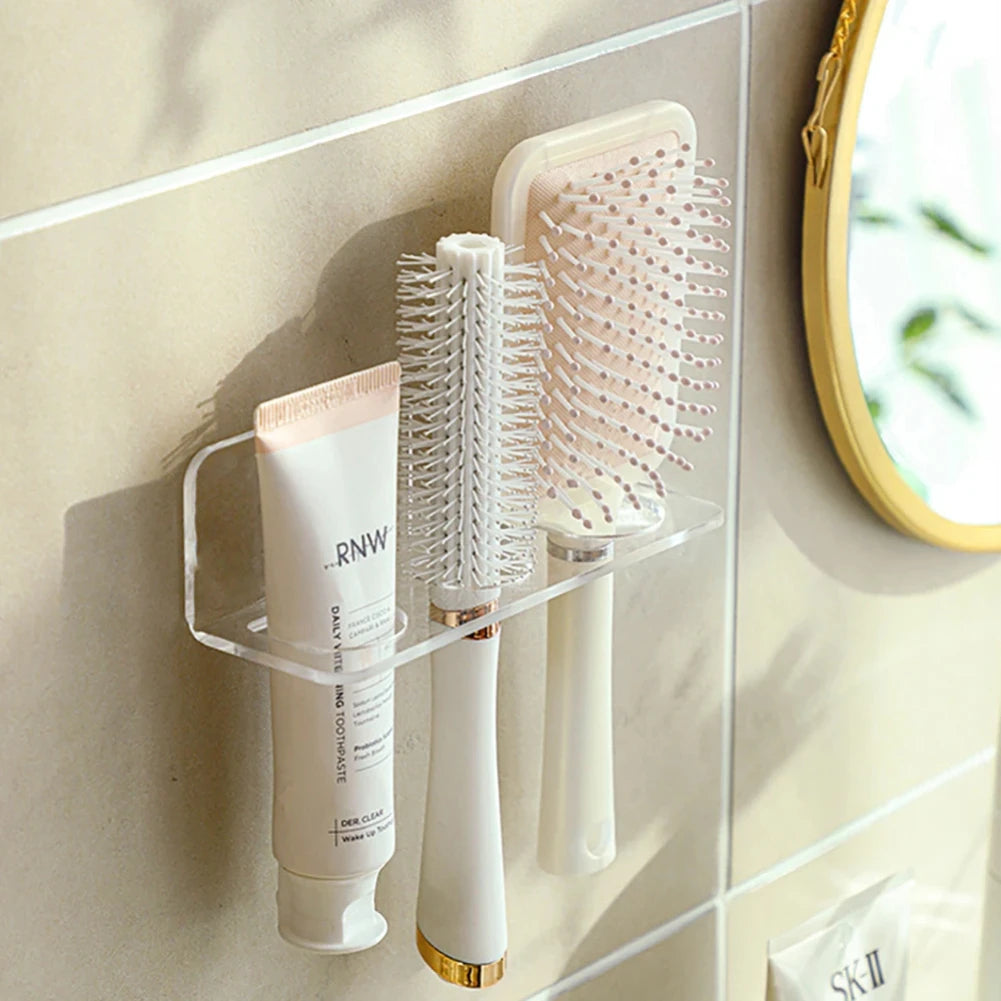 Clear Acrylic Wall-Mounted Comb and Brush Organizer Shelf