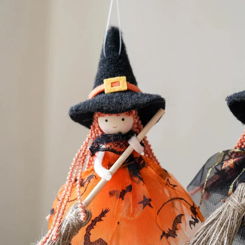 Halloween Broomstick Witch Girl Hanging Ornament