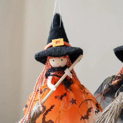 Halloween Broomstick Witch Girl Hanging Ornament
