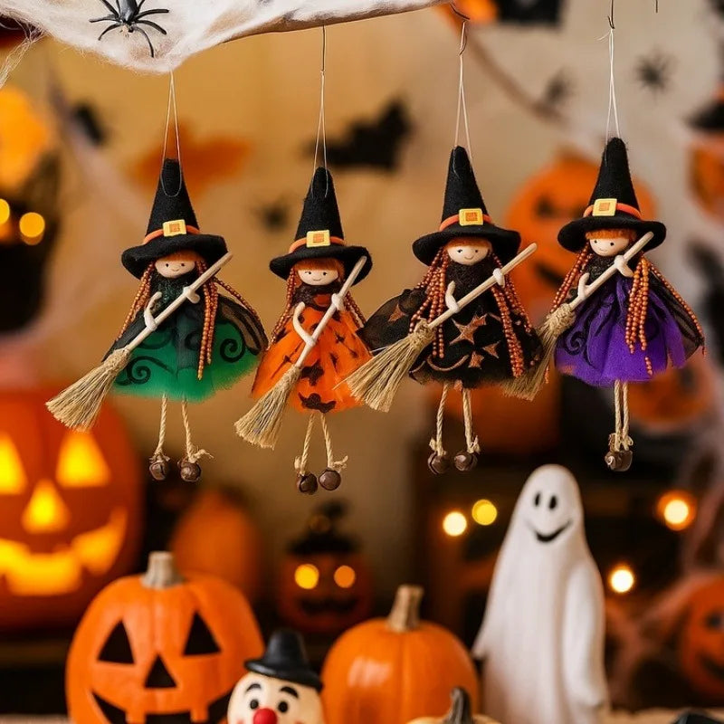 Halloween Broomstick Witch Girl Hanging Ornament