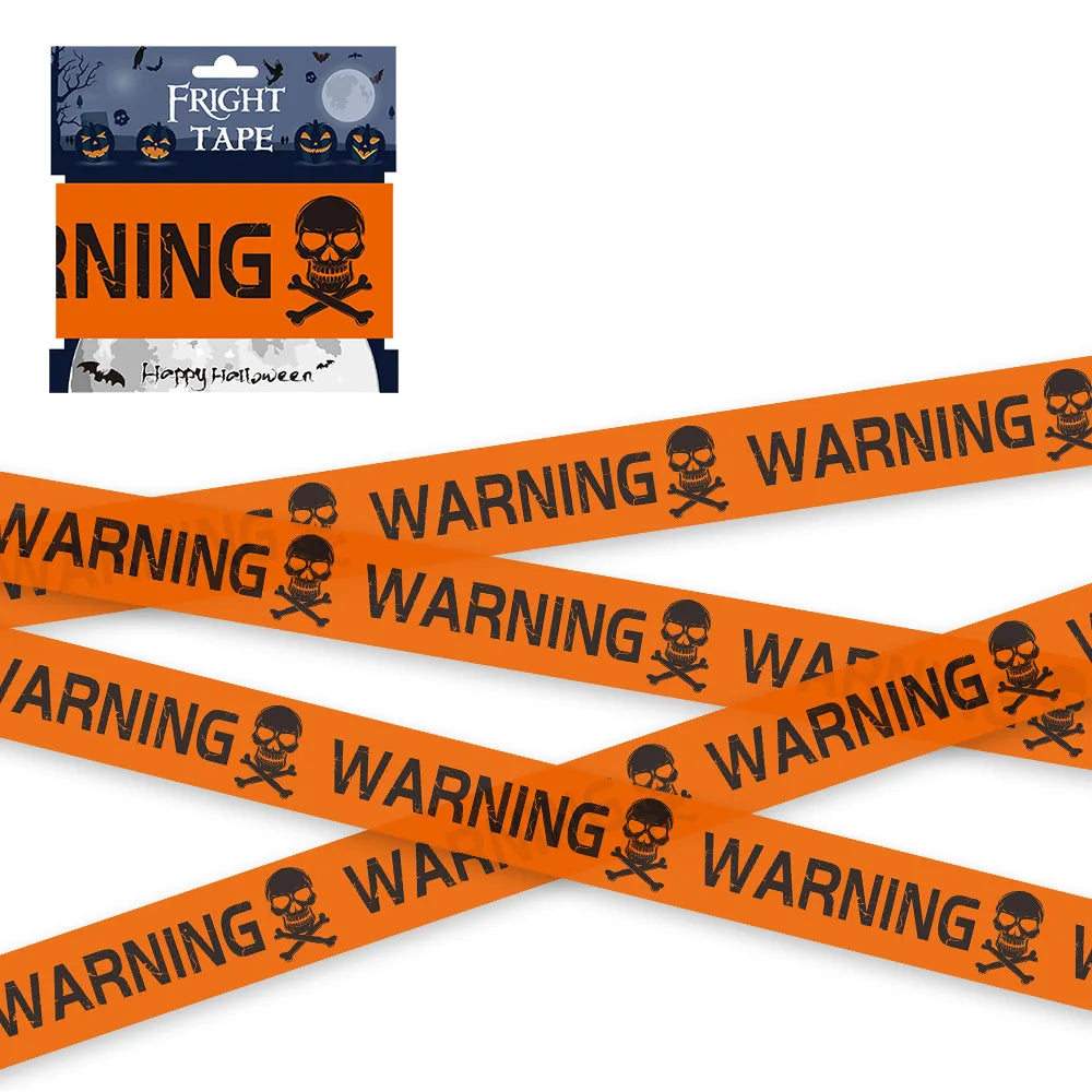 Halloween Skull Head Warning Tape with Witch Balloons