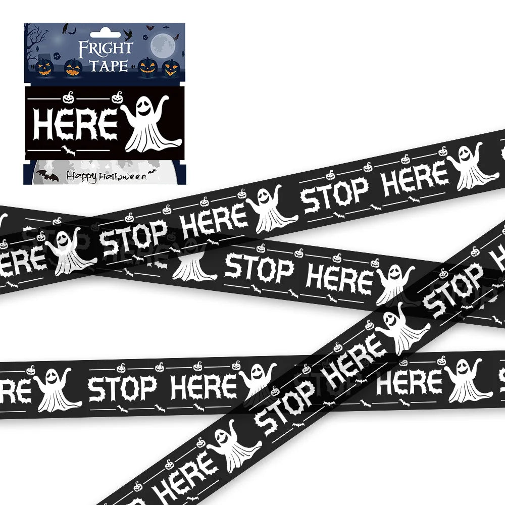Halloween Skull Head Warning Tape with Witch Balloons