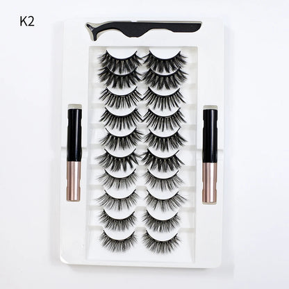 5/10 Pairs Reusable Magnetic Eyelashes Kit with Eyeliner & Applicator – Natural Look 5 Magnet False Lashes for Easy No-Glue Makeup